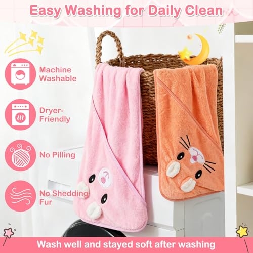 Sublaga 31x31 Inch Baby Hooded Towels, 12Pcs Baby Towels and Washcloths Set, Soft and Absorbent Baby Bath Towels, 3 PCS Cute 32x32 in Baby Towel with Hood and 9 Pcs Baby Washcloths for Boys and Girls - color: Pink Bunny, Orange Kitten, White Fox