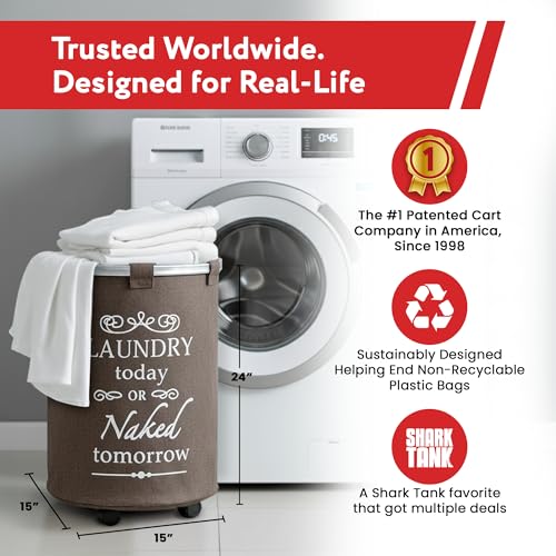Laundry Trolley 360 - color: Brown, size: Swivel Wheels