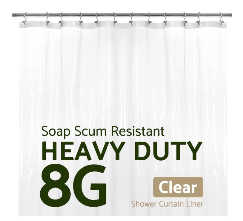 PEVA Shower Stall Curtain Liner, 72" W x 72" H, Clear, Heavy-Duty, Waterproof, for Bathroom 72x72 72INCH