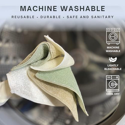 Dishcloths Kitchen Dishrag Cleaning Scrub Reusable 6pk 6x7in | Bamboo-Rayon, Absorbent, Scrub-Non-Scratch, Washable, Durable, Fast-Drying, Multi-Surface, Hand-Sized, Household Cleaning - color: Natural Solids, size: 6" x 7" -6 Pack