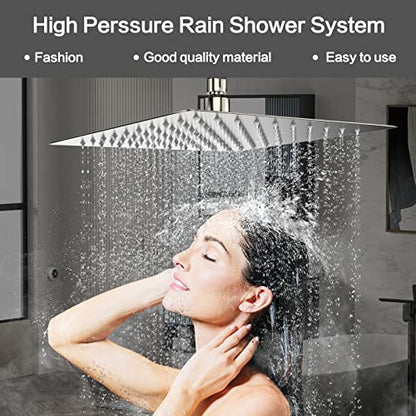 Brushed Nickel Rain Shower System Faucet Set with Handheld, 10 inch | Solid Metal Wall Mount Rainfall Shower Set with Safe Anti-Scald Valve, Air Injection High Pressure Water Saving Combo - color: Brushed Nickel, style: 10in without Tub spout