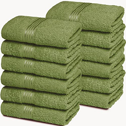 Ultra Soft Cotton Washcloths, Contains 12 piece Face Cloths 12x12 inch, Ideal for Everyday use Face Towels, Compact & Lightweight Multi Purpose Washcloths - Kiwi Green - color: Kiwi, size: 12 Pack Washcloths