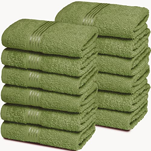 Ultra Soft Cotton Washcloths, Contains 12 piece Face Cloths 12x12 inch, Ideal for Everyday use Face Towels, Compact & Lightweight Multi Purpose Washcloths - Kiwi Green - color: Kiwi, size: 12 Pack Washcloths