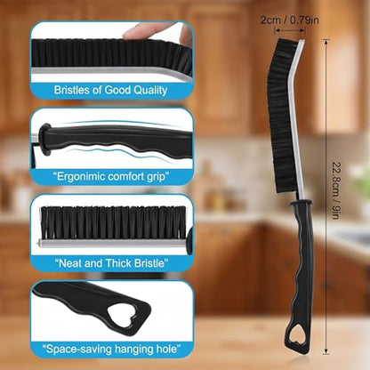 4 Pack Crevice Cleaning Brushes Hard Bristled Grout Brush Tool For Scrub Small Spaces Kitchen Toilet Bathroom Corner Sink Window Tracks Hinges Tile Multifunctional Gap Scrubbers Deep Clean Tools Black
