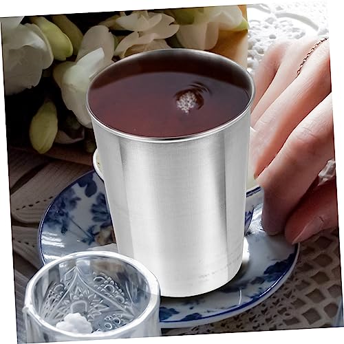 Healifty Stainless Steel Water Cup 180ml Silver Tumbler for Bathroom Sturdy and Versatile Drinking Cup for Home Use or Travel