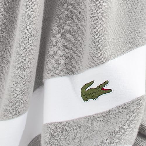 Lacoste Sport Stripe 6-Piece Luxury Cotton Towel Set – Made with 100% Soft Supima Cotton, Absorbent & Quick-Drying, Includes 2 Bath Towels, 2 Hand Towels, 2 Washcloths, Micro Chip - color: Micro Chip