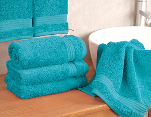 Cotton Paradise 100% Cotton Turkish Towel Set, Soft Absorbent Quick Dry, 4 Piece Hand Towel Set, Ocean Aqua - color: Ocean Aqua, size: 16"x28"