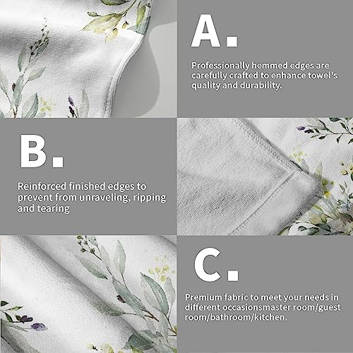 Giwawa Green Eucalyptus Hand Towels Set of 2 Sage Leaves Soft Absorbent Small Bath Towel Kitchen Dish Guest Towel for Bathroom Hotel Gym Spa - color: Eucalyptus Leaf
