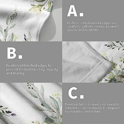 Giwawa Green Eucalyptus Hand Towels Set of 2 Sage Leaves Soft Absorbent Small Bath Towel Kitchen Dish Guest Towel for Bathroom Hotel Gym Spa - color: Eucalyptus Leaf