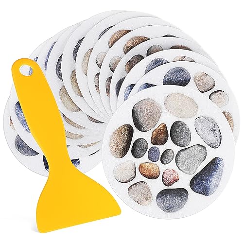 Healeved Non Slip Shower Stickers Bathtub Non Slip Stickers for Shower Bath Tub Stickers for Smooth Surfaces 12 Sheets with Scraper Bathroom Safety Grip Decals