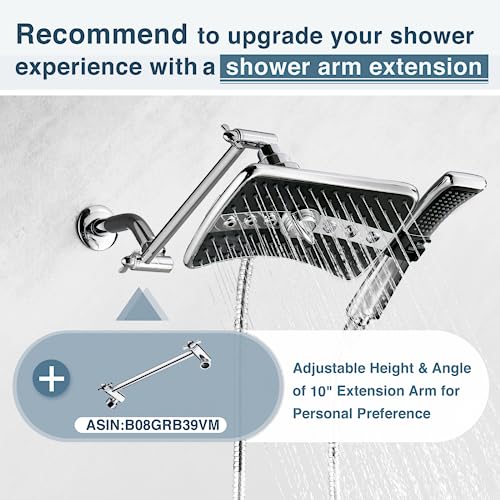 BRIGHT SHOWERS High Pressure Dual Shower Head Combo, Handheld Showerhead Rainfall Shower Head Combo with Black Face, 60 Inch Long Stainless Steel Shower Hose, Chrome - color: Chrome, size: 2.5 Gallon Per Minute