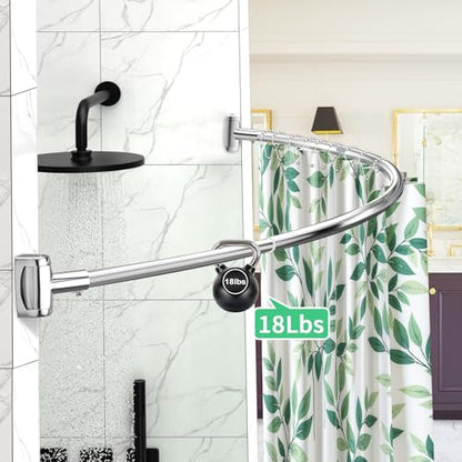 Curved Shower Curtain Rod 35-82In(2.9-6.8Ft), Brushed Nickel Rounded Rustproof Shower Rod for Bathroom Bathtub, Arched Shower Rod, Never Rust|Extra Space|Non-Slip|Expandable|Need to Drill - color: Brushed Nickel