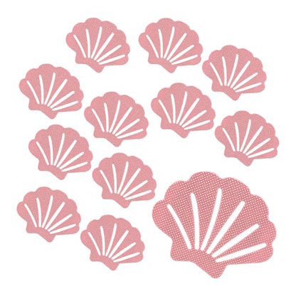 12 Pack Non Slip Bathtub Stickers, Shell Design Adhesive Shower Floor Decals, Anti Slip Bath Safety Treads for Tub and Shower, Bathroom Safety Accessories (Pink) - color: Pink