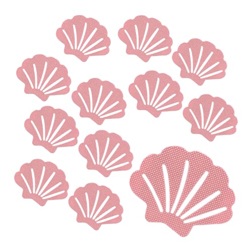 12 Pack Non Slip Bathtub Stickers, Shell Design Adhesive Shower Floor Decals, Anti Slip Bath Safety Treads for Tub and Shower, Bathroom Safety Accessories (Pink) - color: Pink