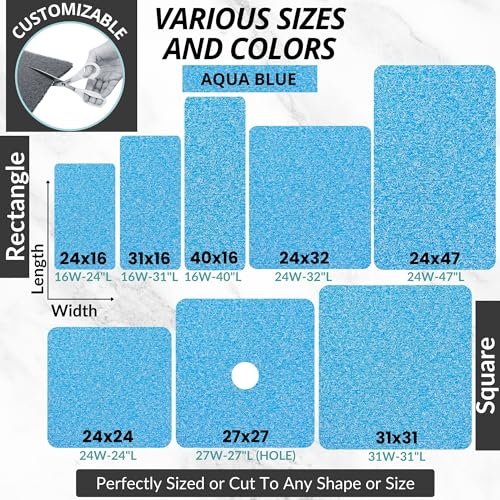 Enkosi Loofah Shower Mat Non Slip – Square Anti Slip Bath Mat for Inside Showers, Bathtub, Tub, Bathroom - Cushioned, Quick Dry PVC with Drain Holes - Secure Grip Safety Pad (Aqua Blue 24x24) - color: Aqua Blue, size: 24" x 24" (Square)