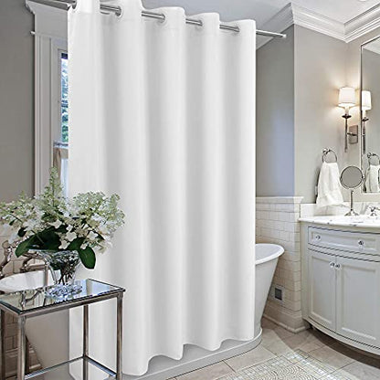 River Dream Extra Long Shower Curtain No Hooks or Liner Needed, White | Soft Microfiber, 84" Long Fabric Shower Curtain Set Waterproof, Bottom Magnets, Machine Washable, 71W x 86H(84H) - color: White, size: 71"W x 86"L (Pack of 1)