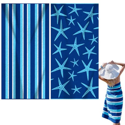2 Pcs Microfiber Beach Towel 36 x 72 in Oversized Beach Towel Thin Soft Large Pool Camping Swim Towels Quick Dry, Light Weight, Sand Free for Travel Summer Accessories