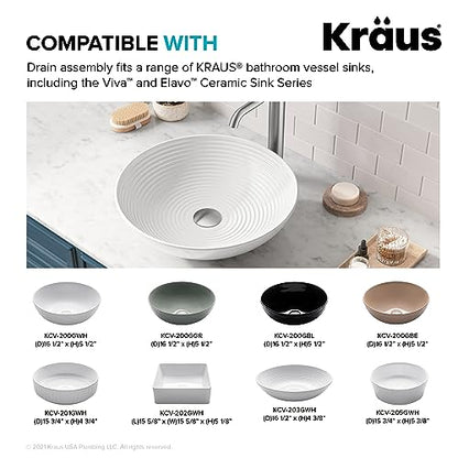 KRAUS Pop-Up Drain in Chrome, PU-10CH - color: Chrome, size: 8 5/8 Inch