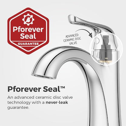 Pfister Willa Single Handle Bathroom Sink Faucet Chrome Finish with Push & Seal Drain TiteSeal Technology WaterSense EPA Compliant NSF Certified Vanity Faucet LF042MALCC - color: Polished Chrome, size: 1 Pack