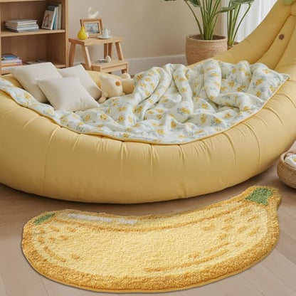 LUMI Cute Bathroom Rug, Absorbent Non Slip Bath Mat, 24"x51", Banana | Soft Plush Microfiber Runner Rug, Quick Dry, Washable Fruit Bath Mats for Shower Floor, Sink Bathtub, Bedroom, Kids Room - color: Fruit-banana-large