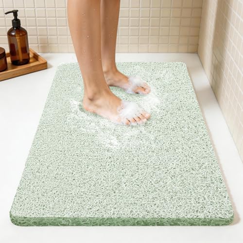 32 * 24in Shower Mat Bathtub Mat Non Slip | Bathmats Non Slip, Quick Drying Foot Scrubber Loofah Mats for Inside Shower, Tub, Bathroom, Home, Mint Green - color: Mint Green, size: 32" x 24" (Rectangular)