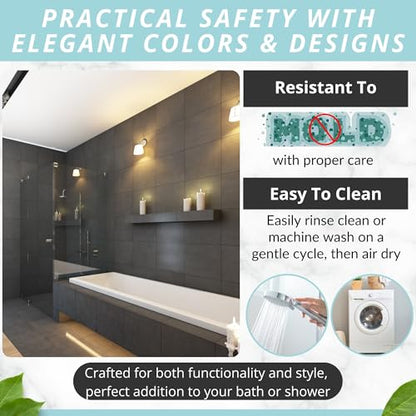 ENKOSI Non-Slip Bath & Shower Mat 40x16 Extra Long, Suction & Drain Holes | Gray color; Durable PVC; 40x16 in, Gray - color: Gray