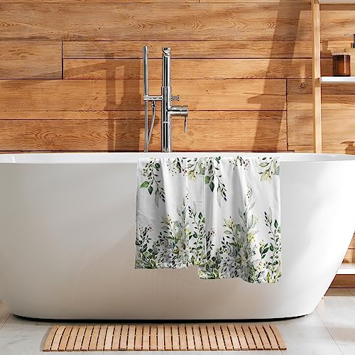 Giwawa Green Eucalyptus Hand Towels Set of 2 Sage Leaves Soft Absorbent Small Bath Towel Kitchen Dish Guest Towel for Bathroom Hotel Gym Spa - color: Eucalyptus Leaf