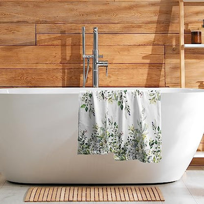 Giwawa Green Eucalyptus Hand Towels Set of 2 Sage Leaves Soft Absorbent Small Bath Towel Kitchen Dish Guest Towel for Bathroom Hotel Gym Spa - color: Eucalyptus Leaf