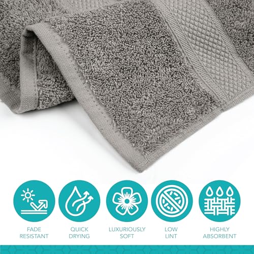 Pleasant Home Bath Towels Set of 6 (24” x 50”) 100% Cotton, Gray | 515 GSM | Lightweight, Soft & Highly Absorbent Luxury Towels for Bathroom | for Gym, Pool & Spa - color: Grey