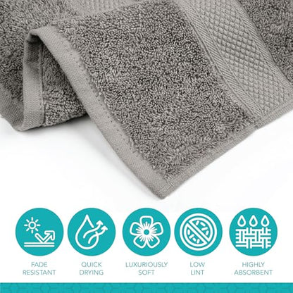 Pleasant Home Bath Towels Set of 6 (24” x 50”) 100% Cotton, Gray | 515 GSM | Lightweight, Soft & Highly Absorbent Luxury Towels for Bathroom | for Gym, Pool & Spa - color: Grey