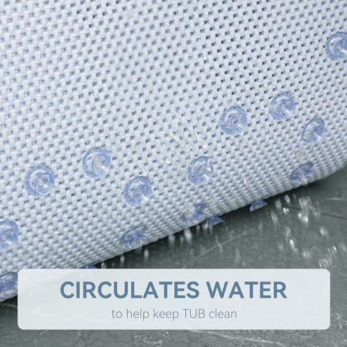 Bathtub Mat Non Slip 36'' X 17'', Soft Foam Bath Mat for Tub, Bathtub Mat with Drain Holes, Suction Cups Shower Mat (Cement Blue, 36''X17'')
