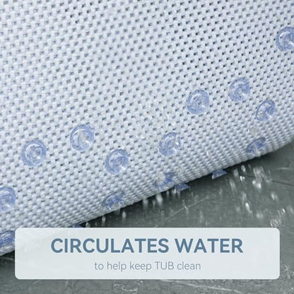 Bathtub Mat Non Slip 36'' X 17'', Soft Foam Bath Mat for Tub, Bathtub Mat with Drain Holes, Suction Cups Shower Mat (Cement Blue, 36''X17'')