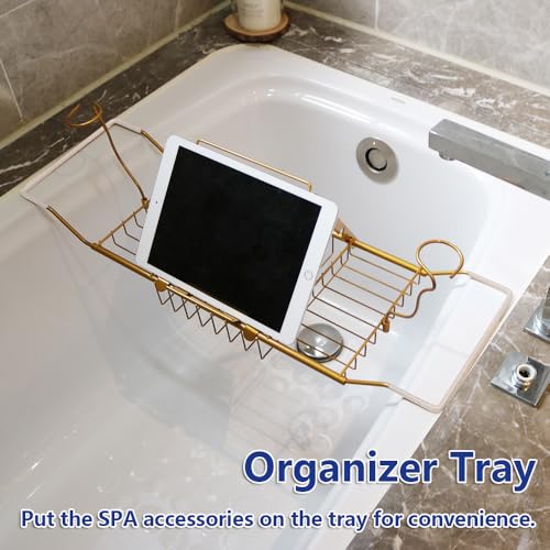 Bathtub Tray Caddy for Luxury Bath Expandable Bath Tub Tray (Copper) | Expandable Length,Extra Wide,2 Removeable Wine Glass Holder,Soap Accessaries Holder,Laptop Reading,Bath Tools Organize - color: Copper