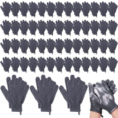 Didaey 104 Pcs Exfoliating Glove Bulk Shower Gloves with Hanging Loop Exfoliating Body Scrubber Dead Skin Remover for Body Bath Beauty Spa Massage Scrubs Men Women Bathing(Dark Grey) - color: Dark Grey