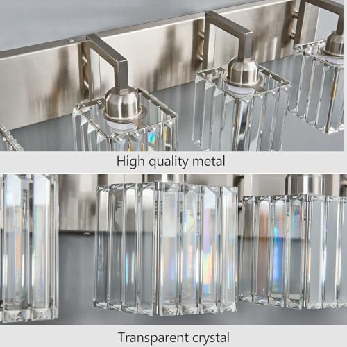 Modern Bathroom Vanity Light 4-Lights Brushed Nickel Vanity Light Crystal Wall Light Bathroom Light Fixtures - color: Nickel Crooked, size: 4-light