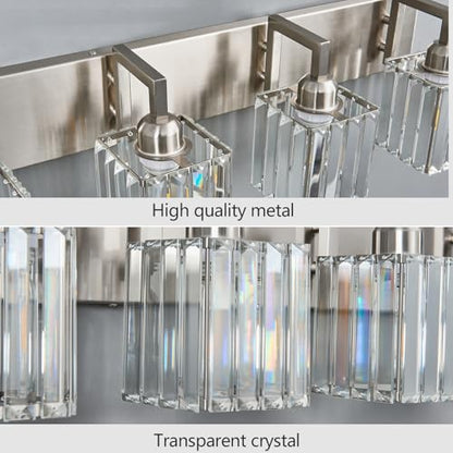 Modern Bathroom Vanity Light 4-Lights Brushed Nickel Vanity Light Crystal Wall Light Bathroom Light Fixtures - color: Nickel Crooked, size: 4-light