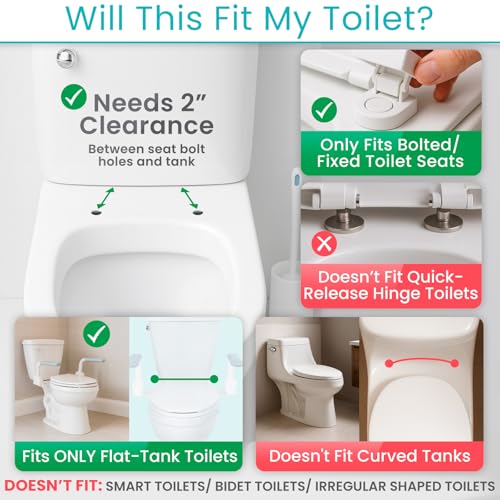 Vive Toilet Safety Rail with Flip-Up Handles - 450 lb Capacity Senior | Safety Frame for Elderly & Disabled - Handicap Grab Bar Riser Stand Assist with Arms for Bathroom Assistance & Raised Toilets