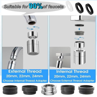Kitchen and BasinTap Spray Head,360° Swivel Dual-Function Sprayer,80-Degree Big Angle Swivel Faucet Aerator,Faucet Extension Sprayer,Kitchen Faucet Aerator Splash Proof Spout (short style)