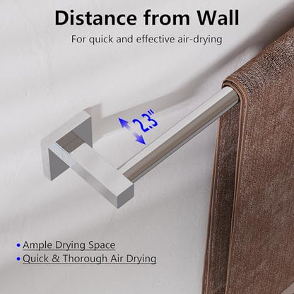 Towel Bar, Towel Racks for Bathroom Wall Mounted, Chrome | Adjustable 12.7 to 23.2 Inch Single Towel Rod, 304 Stainless Steel Towel Holder, Rustproof, Square Base, Heavy Duty, Modern - color: Chrome, size: Wall-Mounted