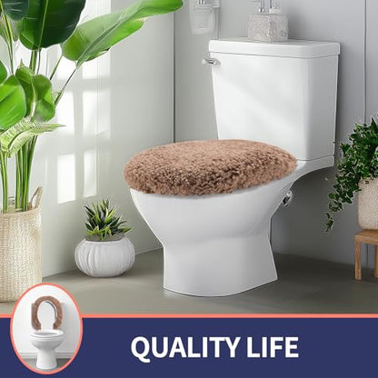 Soft Microfiber Toilet Lid Cover 17.5" x 15" Machine Washable | Solid Toilet Lid Cover Adjustable Rubber Backing Fits Only 18-19.5"L x 14-16"W Elongated Toilet Seat - color: Champagne
