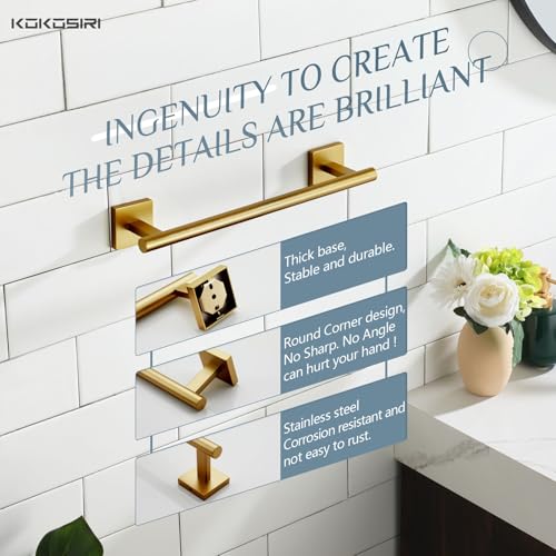 KOKOSIRI Hand Towel Bar Bathroom Towel Holder for Bath Kitchen Cabinet Towel Ring 12 Inch Brushed Gold Stainless Steel B4005BG-L12 - color: Brushed Gold, size: 12-Inch
