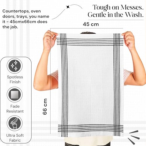 Black and White Kitchen Towels 5 Pack, 16x26 Inch, 100% Cotton Waffle Weave, Super Absorbent, Quick Dry, Reusable Dish Towels for Cleaning, Drying, Cooking, Washing - color: Black, White, style: 5 Pack