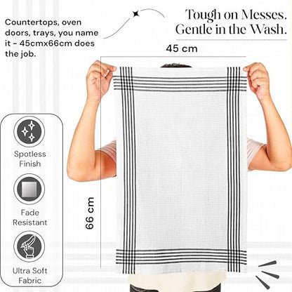 Black and White Kitchen Towels 5 Pack, 16x26 Inch, 100% Cotton Waffle Weave, Super Absorbent, Quick Dry, Reusable Dish Towels for Cleaning, Drying, Cooking, Washing - color: Black, White, style: 5 Pack