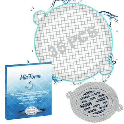 35 Pack Hair Catcher Shower Drain Disposable Mesh Stickers (Round)