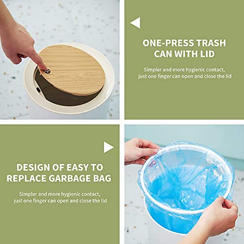 Trash can，7Liter/1.8 Gallon Garbage can with Press top Lid，Nordic Modern Waste Basket，Plastic Trash bin Suitable for Kitchen, Bathroom, Bedroom, Living Room, Office, Outdoor，Dog Proof Trash can…… - size: 1.8 Gallon, style: Round