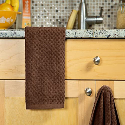 COTTON CRAFT Amazing Kitchen Towel - 12 Pack 100% Cotton Waffle Terry Towel | Chocolate - 16x28 Euro Café Waffle Weave Dish Towels - Soft Absorbent Quick Dry Low Lint Reusable Pantry Bar Cleaning Cloth - color: Chocolate, size: 12 Pack