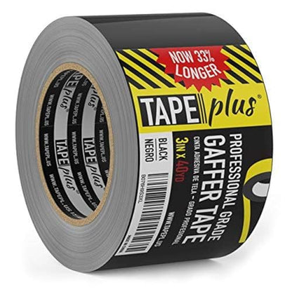 TapePlus Vinyl Electrical Tape - Waterproof Tape for Cable Protection - Wide Vinyl Adhesive for Floor Marking - Binding Adhesive for Book Repair - 3 in, 40 yd, Black