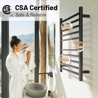 Poloma Wall Mounted & Freestanding Towel Warmer Rack for Bathrooms, Electric Heated Towel Rack Heater, Stainless Steel, Matt Black. CSA Certified. - size: MEDIUM BAR
