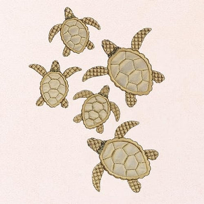 Jewel 4-Piece Premium Towel Set, Embroidered Turtles, Plush Turkish Cotton, Durable & Quick Dry, Elegant Beach Style, 2 Bath 2 Hand Towels, Blush - color: Blush, size: 2 Pcs Bath 2 Pcs Hand Towel