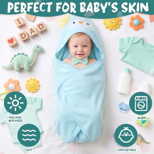 Tegeme 24 Pcs Large Hooded Baby Towel with Washcloths,Soft Animals | Ultra Absorbent, Toddler, 6 Bath Towel, 18 Washcloths 10inch, Coral Fleece, Newborn, Infant, Boy, Girl, Baby Shower, Birthday - style: Soft Animals